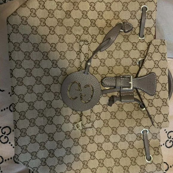 Authentic Gucci GG Monogram Canvas Drawstring Backpack – Soho Collection - Picture 3 of 4
